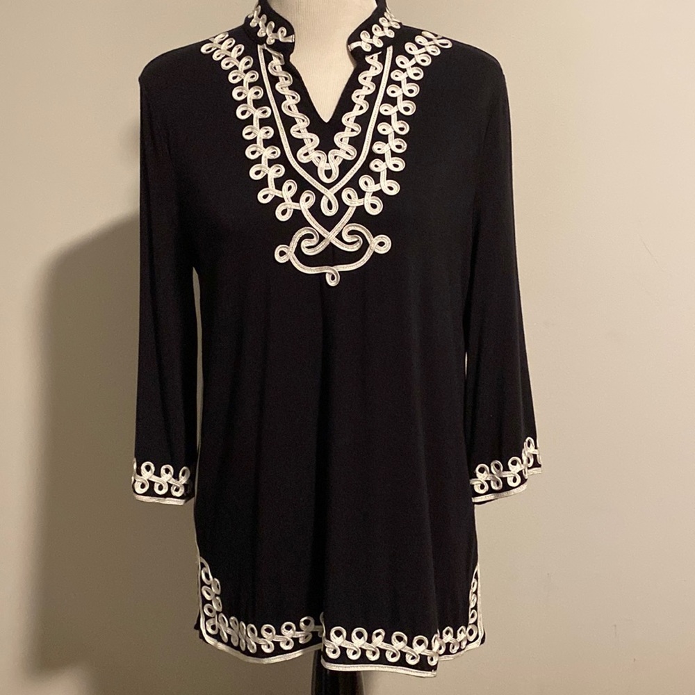 Nanette Lepore Black with white trim Tunic  size M